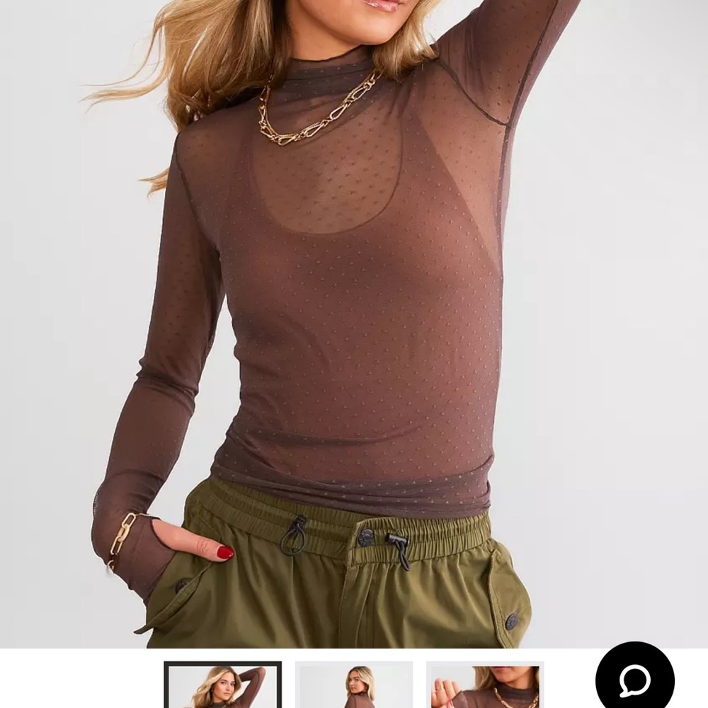 NWT Free People Sheer Brown Top